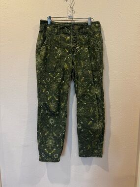 Anthropologie The Wanderer Olive Green Floral Pants